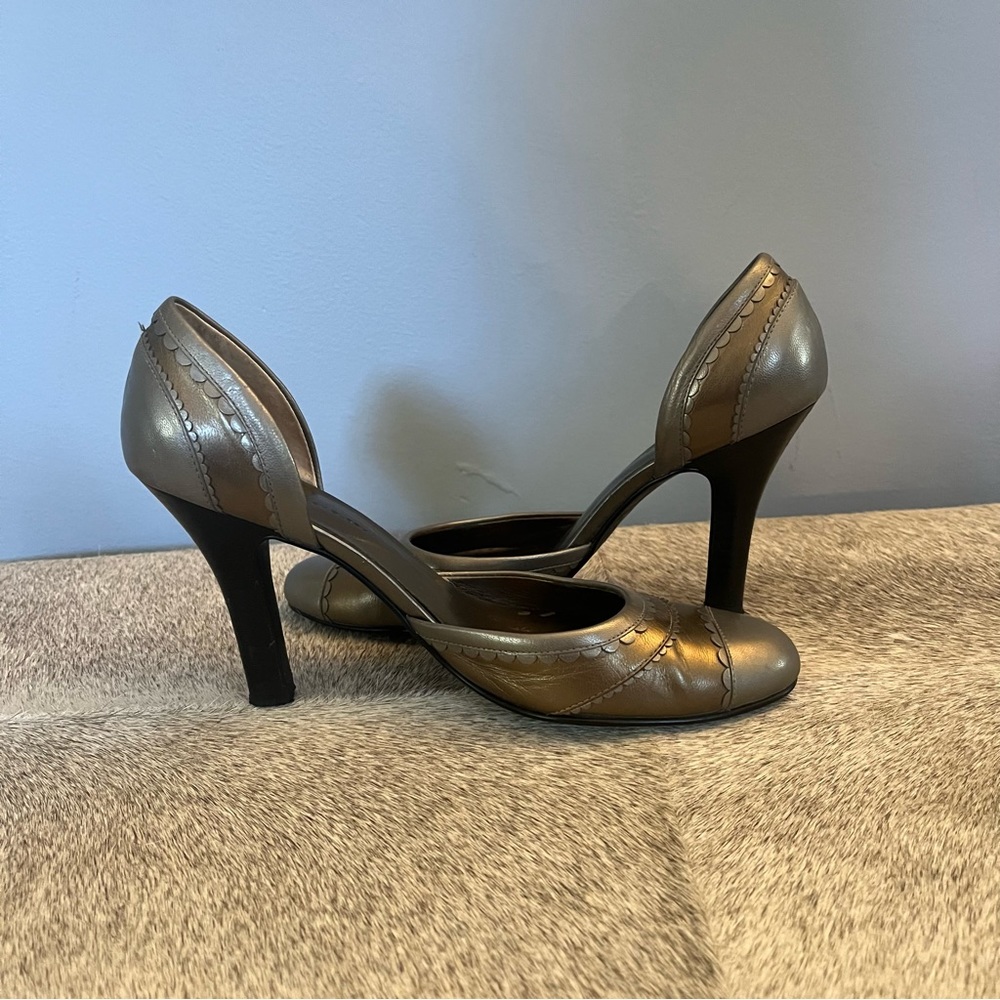 Unique metallic d orsay heels